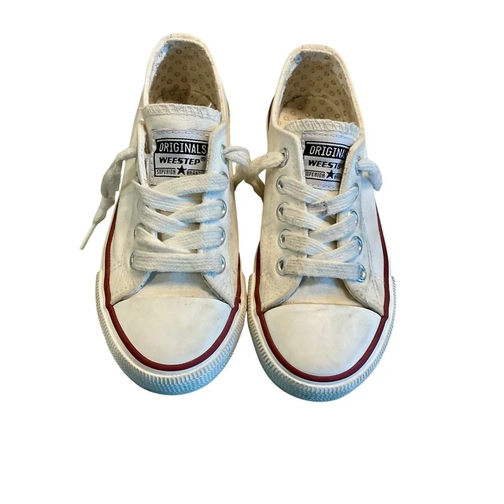 Weestep Sneakers Kids Size 12 Canvas Shoes Cream Lace Up Casual